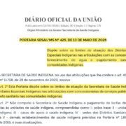 PORTARIA SESAI MS No 425 DE 13 DE MAIO DE 2026 PORTARIA SESAI MS No 425 DE 13 DE MAIO DE 2026 DOU Imprensa Nacional page 0001 1